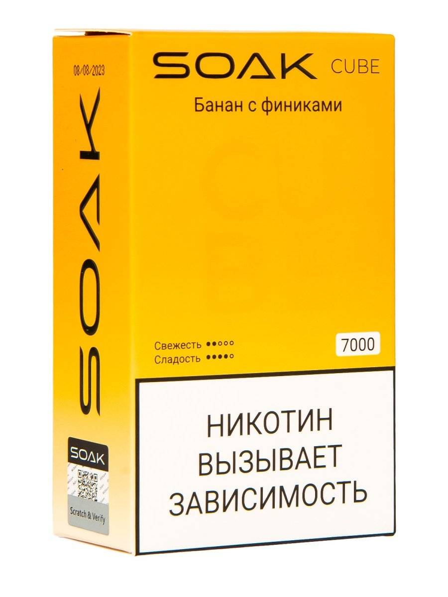 SOAK CUBE Банан с финиками 7000 затяжек МРК SOAK CUBE Банан с финиками 7000 затяжек МРК