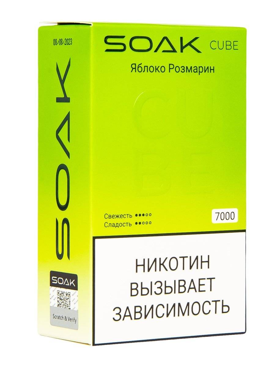 SOAK CUBE Яблоко Розмарин 7000 затяжек МРК SOAK CUBE Яблоко Розмарин 7000 затяжек МРК