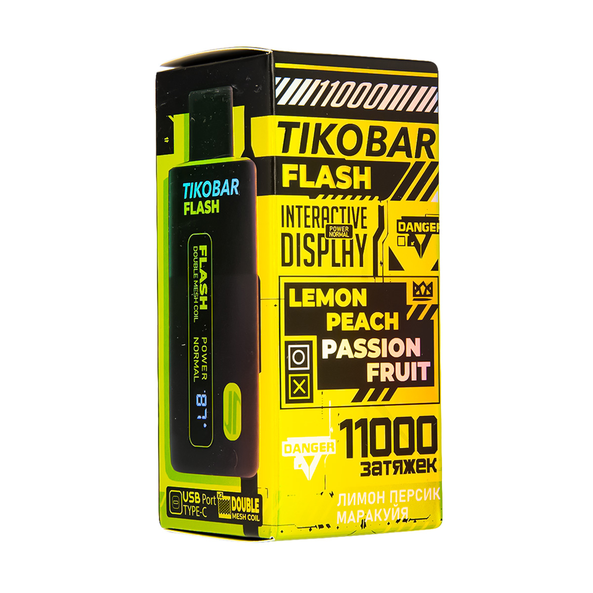 TIKOBAR FLASH Лимон Персик Маракуйя 11000 затяжек МРК TIKOBAR FLASH Лимон Персик Маракуйя 11000 затяжек МРК