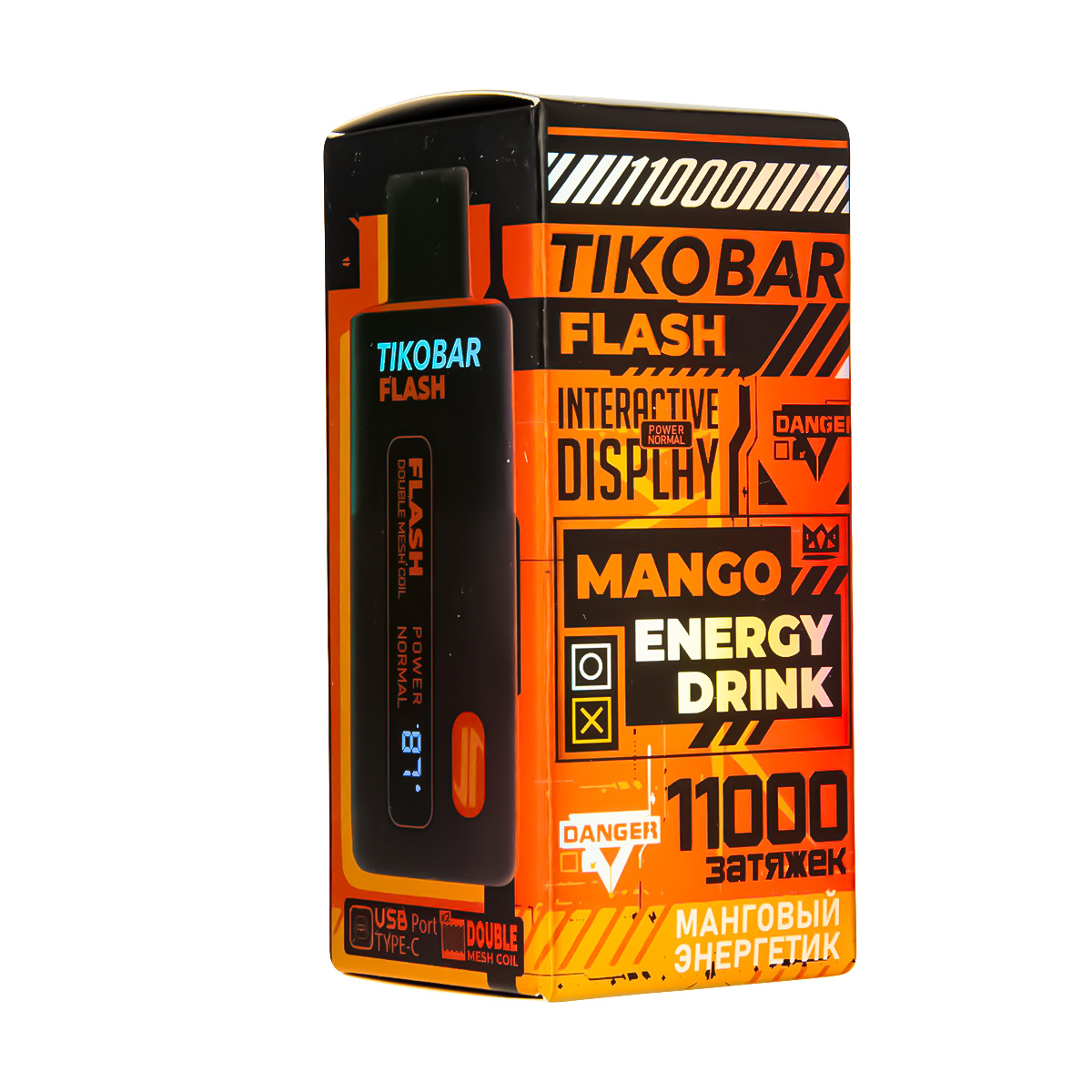 TIKOBAR FLASH Манговый Энергетик 11000 затяжек МРК TIKOBAR FLASH Манговый Энергетик 11000 затяжек МРК