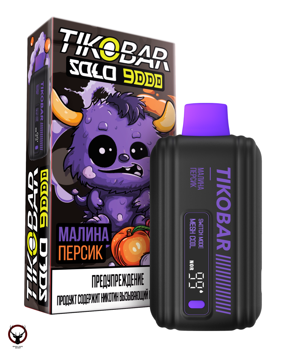 Электронная сигарета TIKOBAR SOLO Малина Персик 9000 затяжек