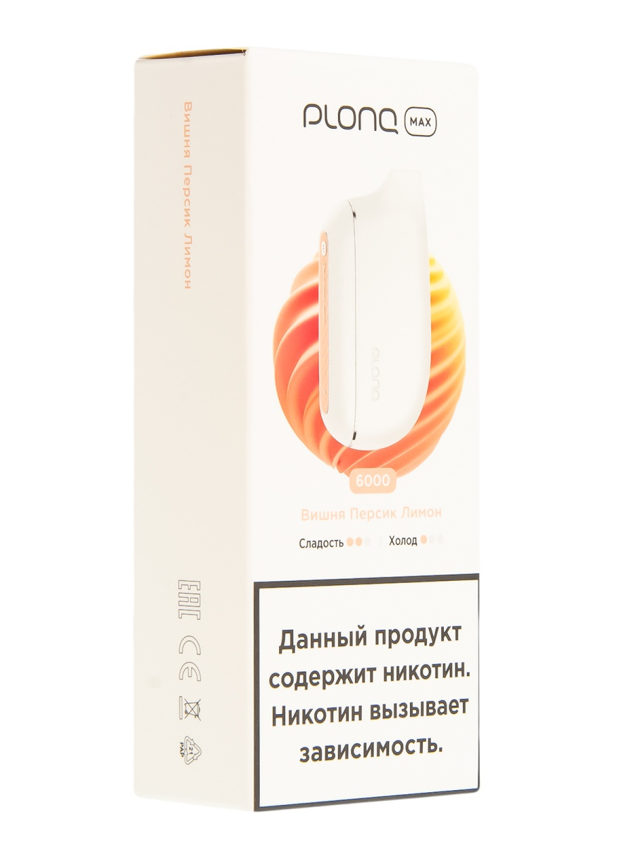 Эл. сиг. PLONQ MAX 6000 Вишня персик лимон 2%