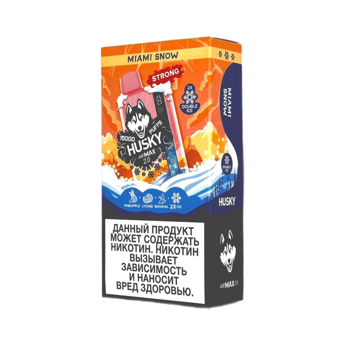 Эл. сиг. HUSKY AIRMAX 2.0 15000 Strong Miami Snow /Ледяной микс ананаса, личи и банана 2 %
