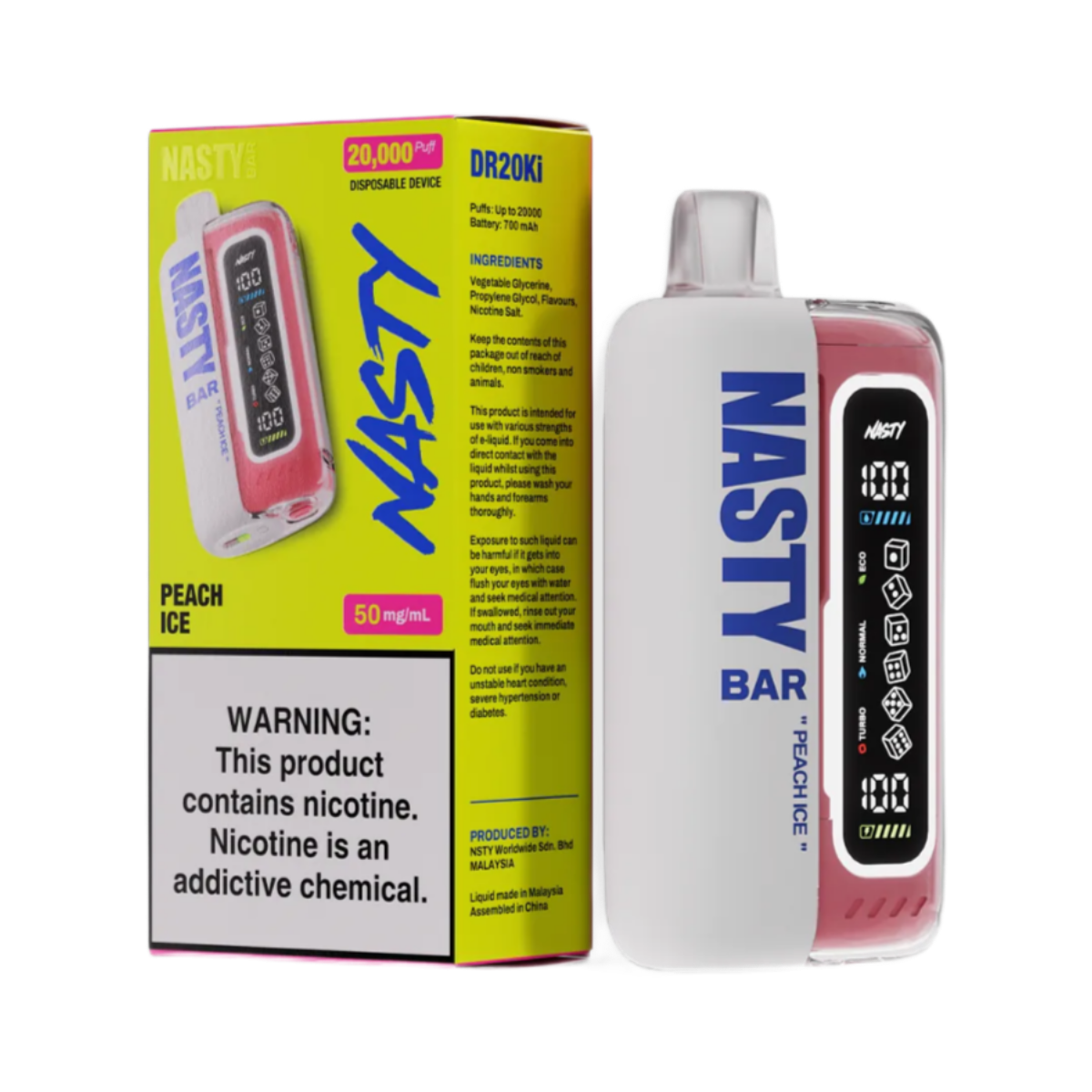 Эл. сиг. NASTY BAR XL DR20Ki 20000 Peach Ice / Ледяной персик 2 %