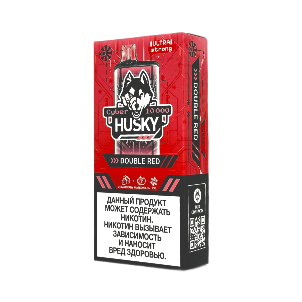 Эл. сиг. HUSKY CYBER 10000 Ultra Strong Double Red /Клубника, арбуз, лед 2 %