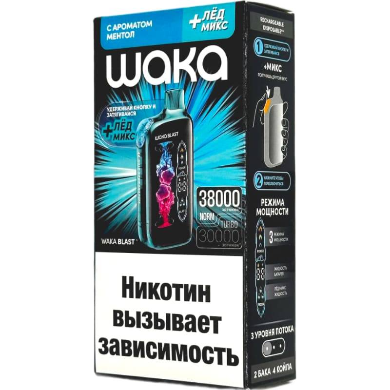 Эл. сиг. WAKA BLAST FT 38000 HARD Ментол + лед микс 2 %