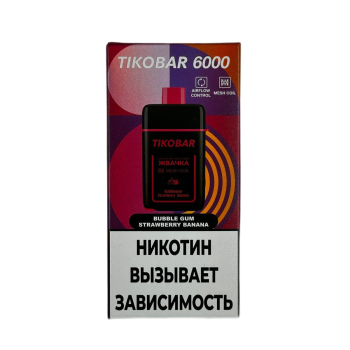 Эл. сиг. TIKOBAR 6000 Bubble Gum Strawberry Banana (Клубнично-Банановая Жвачка) 2 % Эл. сиг. TIKOBAR 6000 Bubble Gum Strawberry Banana (Клубнично-Банановая Жвачка) 2 %