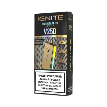 Эл. сиг. IGNITE V 250 Gold 25000 Aloe Grape Ice 2 % Эл. сиг. IGNITE V 250 Gold 25000 Aloe Grape Ice 2 %