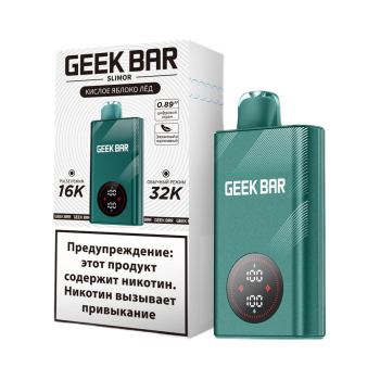 Эл. сиг. GEEK BAR SLIMOR 32000 Кислое яблоко лёд 2 % Эл. сиг. GEEK BAR SLIMOR 32000 Кислое яблоко лёд 2 %