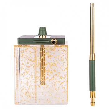 Кальян Hoob subAtom Британский гоночный зелёный x Нержавеющая сталь | Cube mini Gold