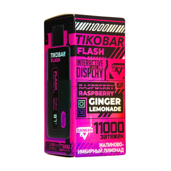 Электронная сигарета TIKOBAR FLASH Малиново-Имбирный Лимонад 11000 затяжек